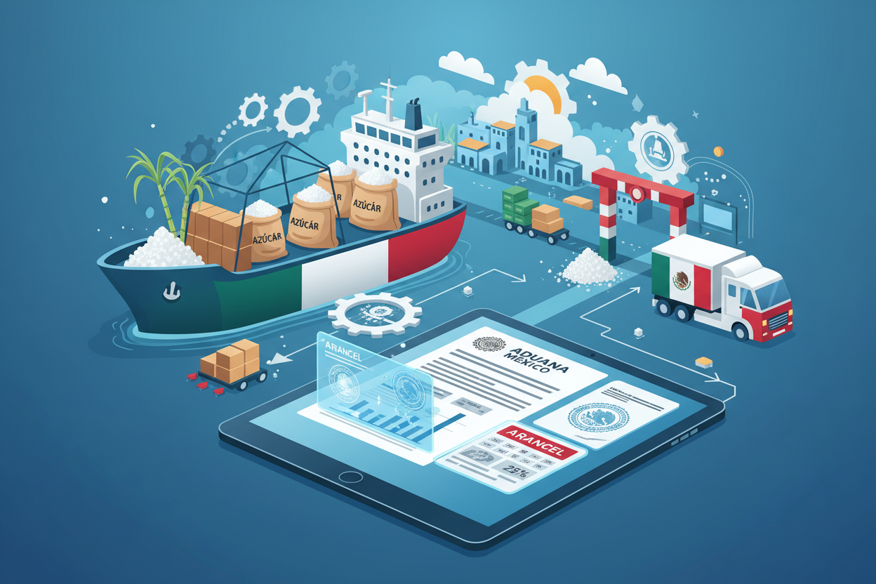UNA IMAGEN QUE HAGA REFERENCIA A LOS ARANCELES AGREGADOS A LA IMPORTACIÓN DEL AZUCAR EN MEXICO SIN IMPUESTOS